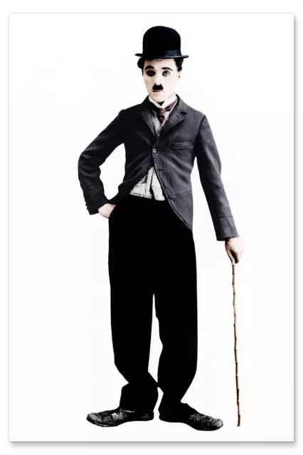Poster Charlie Chaplin mit Bambusstock