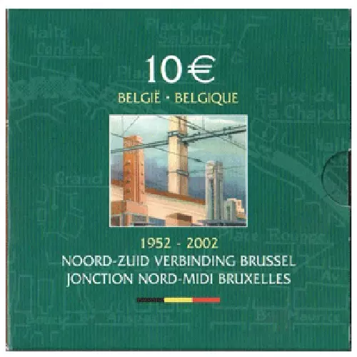 Belgica 10 Euro Plata Proof 2002 Ferrocarriles Del Norte Folder