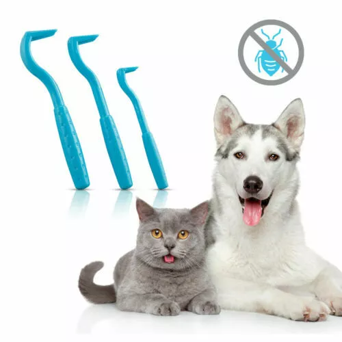 3 HOOK- Pet Tick Remover Removal Tool Set Cat Dog Rabbit Human UK Tick Treatment