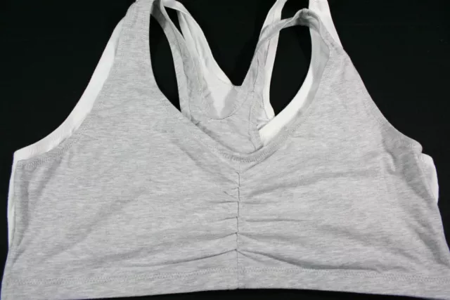 013X01 Barely There X570 2-Pack Cotton Active Racerback Bra 3XL White & Grey NWT