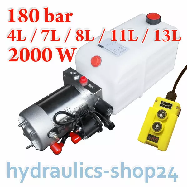 Hydraulikaggregat, Hydraulik Pumpe 12V LED 180 bar 2000W Anhänger, LKW, Kipper