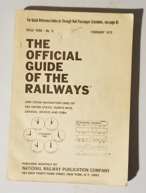 February 1970 The Official Guide of the Railways Book Schedules Railroad