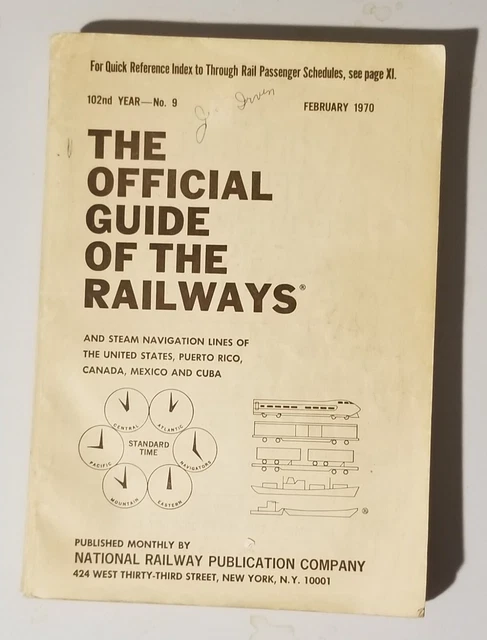 February 1970 The Official Guide of the Railways Book Schedules Railroad