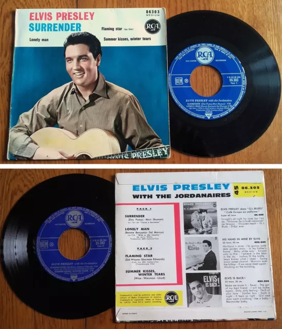 Disque vinyle EP 45t 7" ELVIS PRESLEY «Surrender» + 3 titres FRANCE 4-1961
