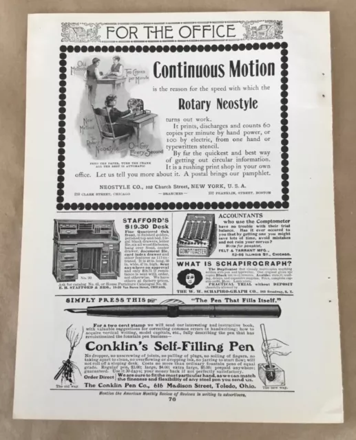 Neostyle Rotary printer print ad 1902 vintage 1900s retro art office decor