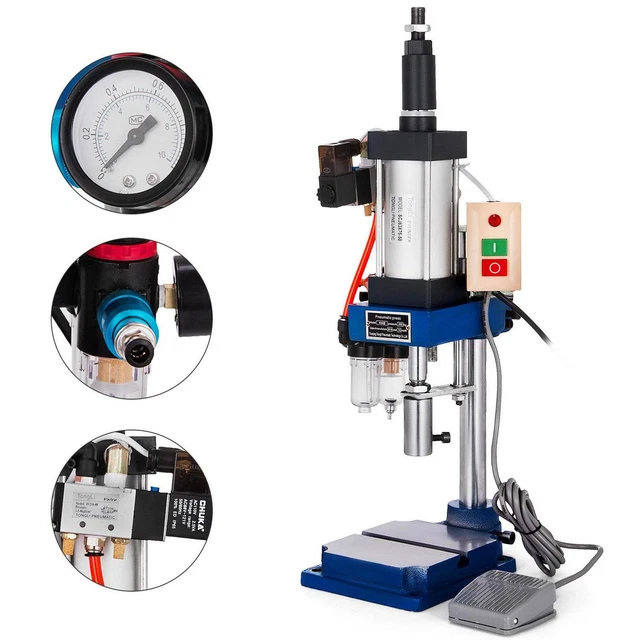 Pneumatic Punch Press Machine 440LB/200KG Pressure, Desktop Punching Press 110V