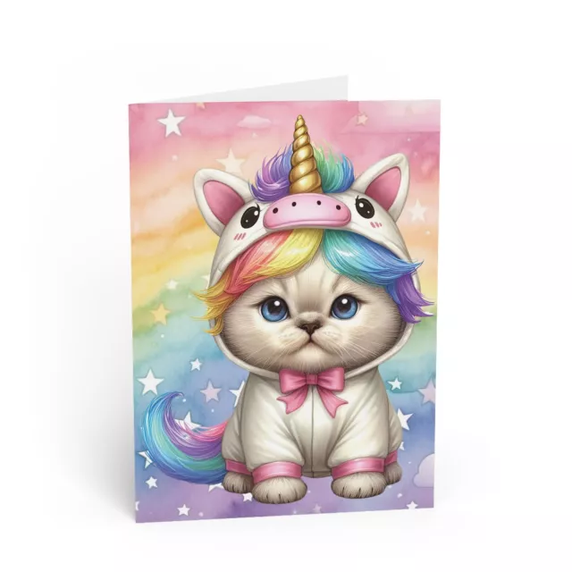 Unicorn Costume Tonkinese Cat | Folded Greeting Card, FSC-certified 300gsm Pa...
