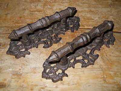 2 Large Cast Iron Antique Style FANCY Barn Handle Gate Pull Shed Door Handles #3