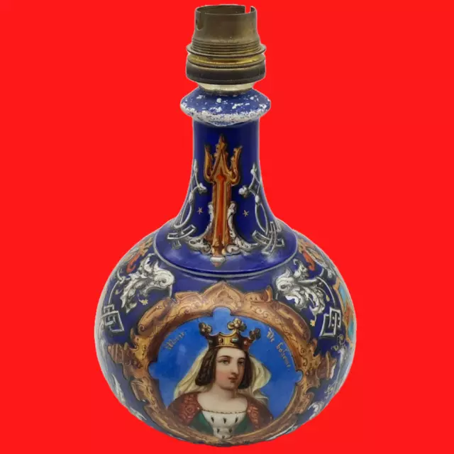 Antiguo jarrón olla lámpara antorcha botella de cerámica Marie De Bohème