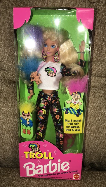 Vintage 1992 Troll Barbie Doll with Mix & Match Troll Hair  #10257 NEW old Stock