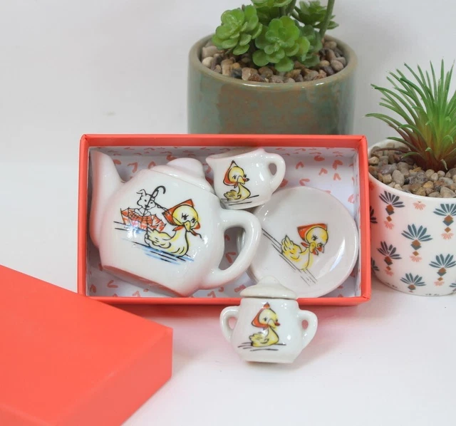 Lot De 5 Miniatures Dînette Anciennes – Faïence émaillée Et Porcelaine – XIXème