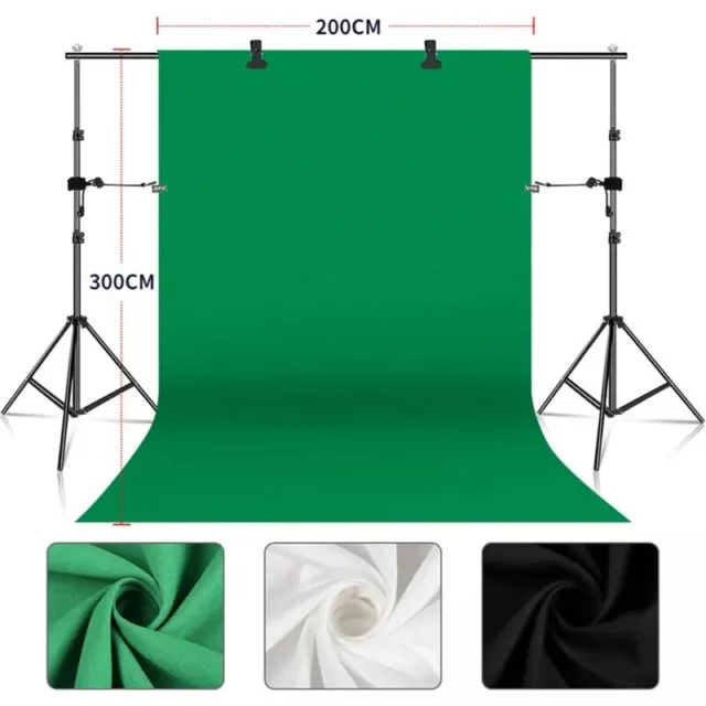 ✅Toile de Fond pour Studio Photo Fond Vert Noir ou Blanc Décor Photographie 2x3m 3