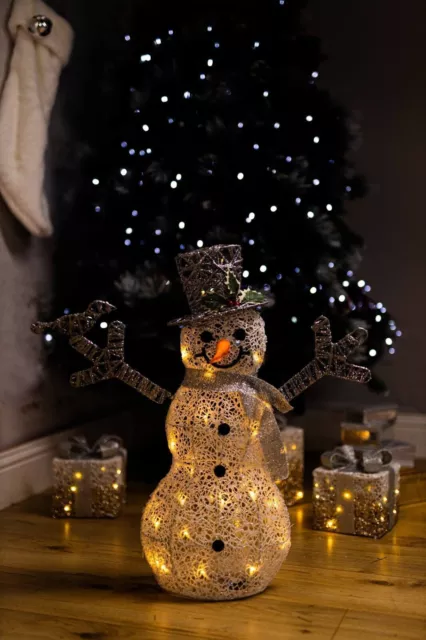 Large Christmas LED Snowman Decoration Frosty Light Up Pre Lit Novelty Xmas 62cm