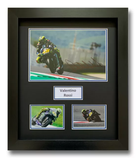 Valentino Rossi Hand Signed Framed Photo Display - Yamaha - Motogp Autograph 3.