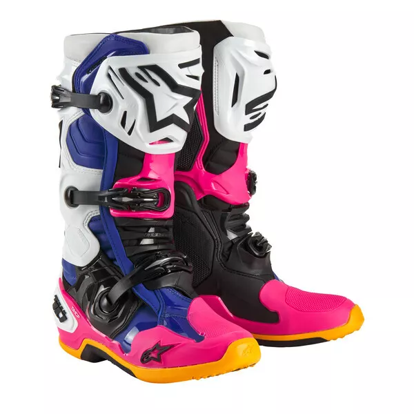 2024 Alpinestars Tech 10 Boots Ltd Edition Coast White Blue Pink Motocross New