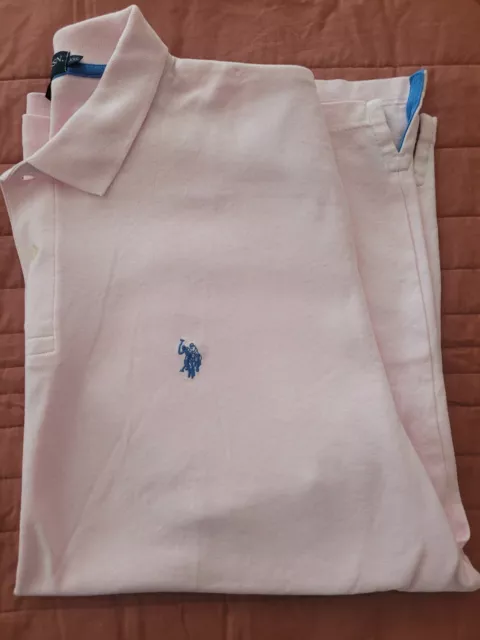 US Polo Assn Men's Short Sleeves Pink Polo Shirt  XXL Cotton Free shipping