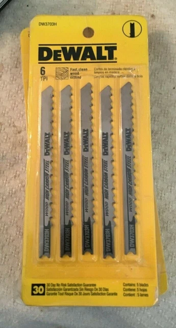 Dw3703H  Dewalt 5 Pack Jigsaw Blades U-Shank  6 Tpi  Fast/Clean Cuts