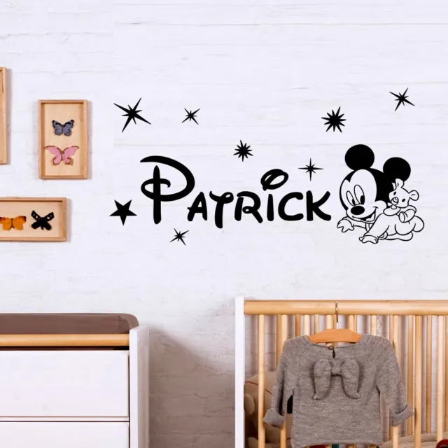 Adesivi murali cameretta bambini topolino wall stickers nome personalizzato muro
