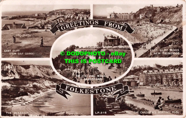 R530337 Greetings From Folkestone. East Cliff. Lansdowne. RP. Multi View