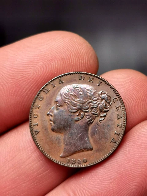 Royaume-Uni , 1 Farthing Victoria " tête jeune" 1840 (TTB+) ! 4,72 g