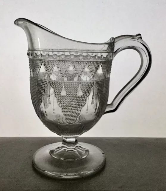 EAPG Antique DOYLE & CO. No. 30 LACE Clear Glass Creamer Cream Pitcher