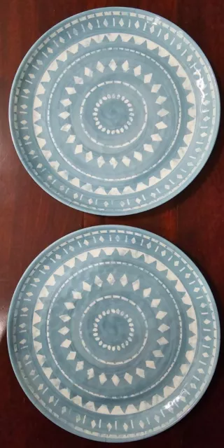 Threshold Target 2 Dinner Plates Melamine Blue White Medllion Design 10 3/4"