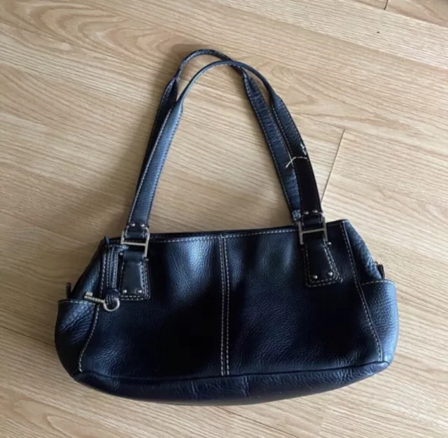 Fossil Black Pebbled Leather Hobo Shoulder Bag