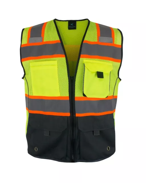 High Visibility Safety Vest Multi Pockets ANSI Class 2 Chaleco Reflactante