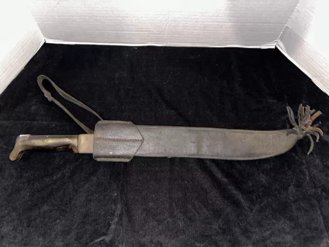 Vintage WWII era Legitimus Collins & Co. Machete Sword Knife 1942 Leather Sheath