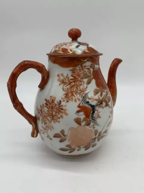 Antique Japanese Kutani Porcelain Coffee Pot Teapot Meiji Period 九谷製 FINE! 3