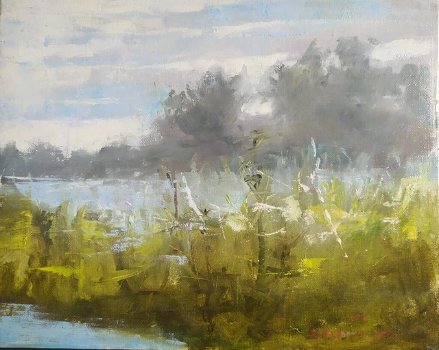 Huile sur carton toilé 30 Cm X 24 Cm signée Cousin. Washington