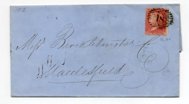 Sg 38 spec C9 penny red star Pl 44 ( B L ) 25th May 1857- London inland 18 pmk