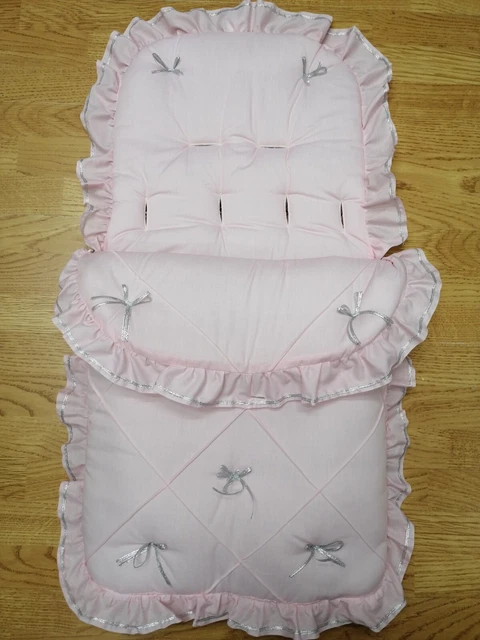 Baby Mädchen rosa/silber Bandschleifen Fuß Muff gemütliche Zehen Kinderwagen Buggy