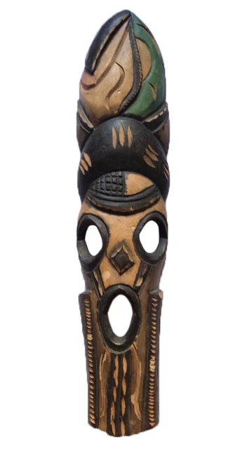 ANTIQUE LOOK AFRICAN HAND CARVED WOODEN TRIBAL HALOWEEN Old MASK WALL HANGING