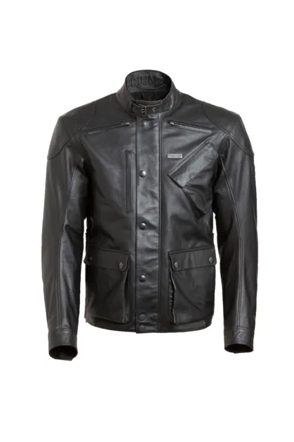 GENUINE Triumph Motorcycles Beaufort 2 Black Retro Leather Jacket NEW RRP £390