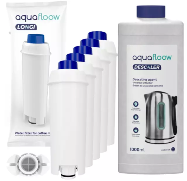 5x Aqua Flow per filtro dell'acqua + decalcificante Delonghi DLS C002 / SER 3017