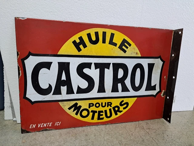 Castrol Motor Oil Huile Pour Moteurs French Porcelain Flange Sign