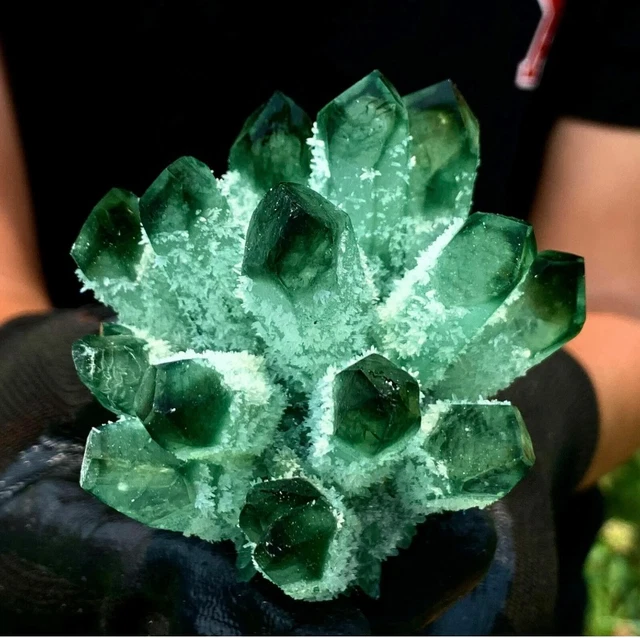 300-400g New Find Green Phantom Quartz Crystal Cluster Mineral Specimen Healing