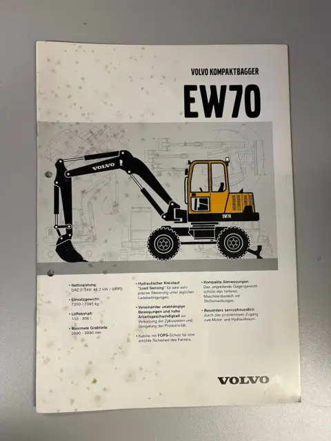 original Prospekt Volvo  Kompaktbagger EW70 mit technischen Daten
