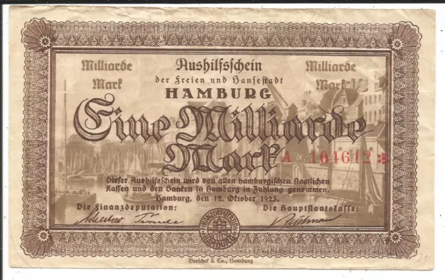 Hansestadt Hamburg,1 Milliarde Mark 1923