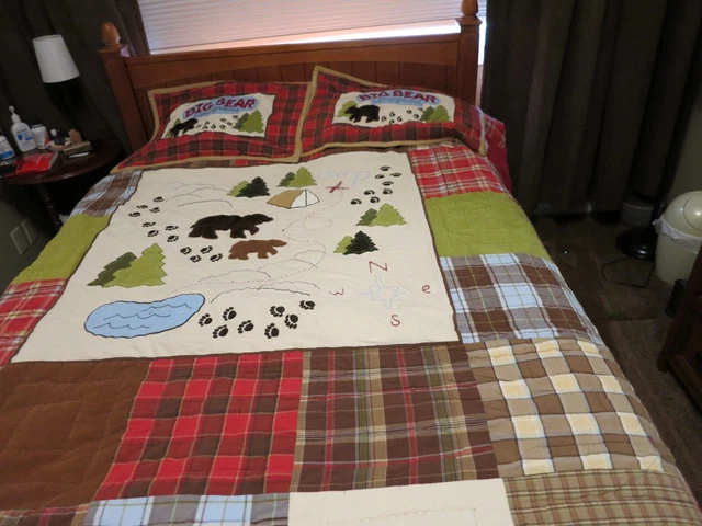 Woolrich Kids Big Bear Campground FULL Quilt comforter, Sham Sheet Set Paw Print