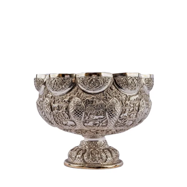Antique Indian Silver bowl Lucknow, India 19th Century