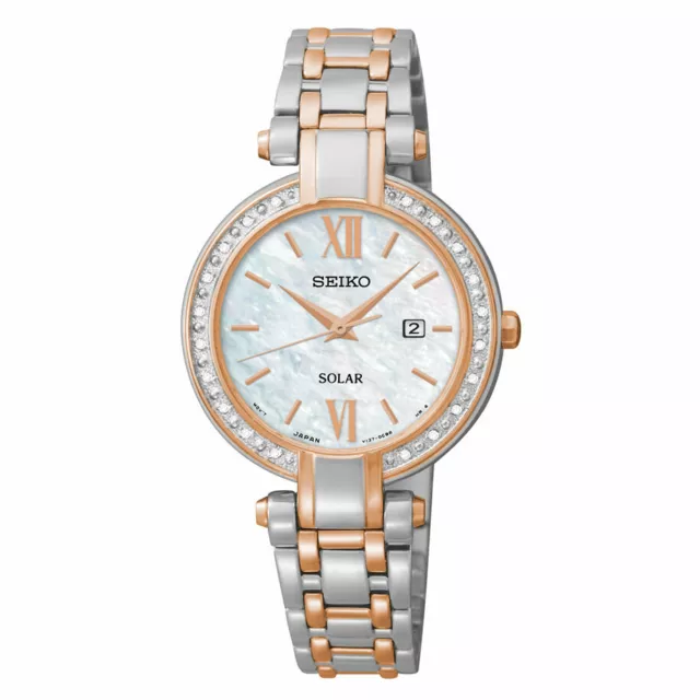 Seiko Women's  Solar Diamond Accent Two-Tone  Steel Watch SUT184