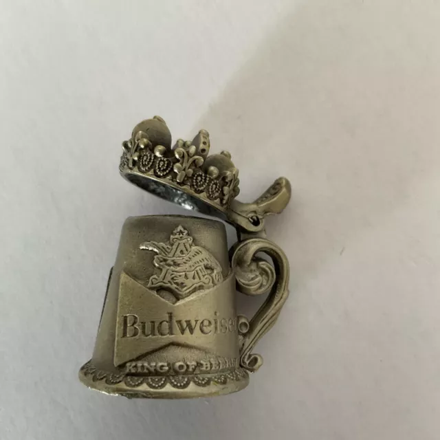 Budweiser BEER STEIN THIMBLE by Nicholas Gish Pewter  Crown opens Nice !