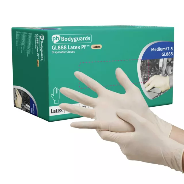 Bodyguards Powdered White Latex Disposable Gloves Large Box of 100