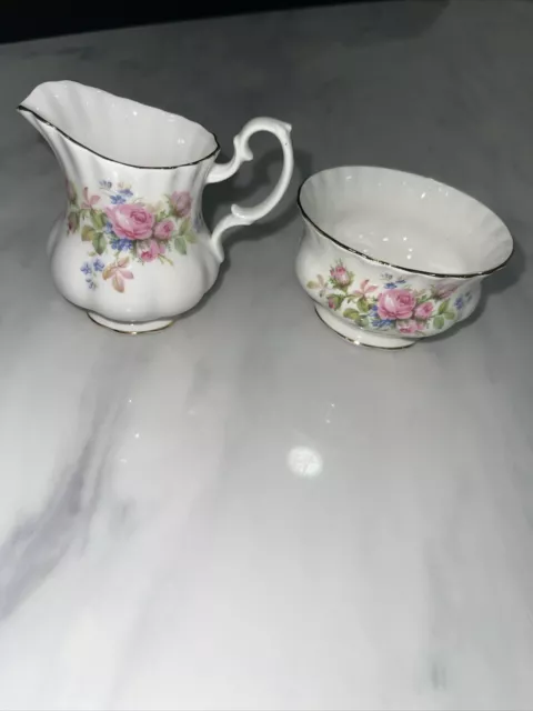 Royal Albert. Moss Rose. Creamer & Sugar . Made In England. Original.