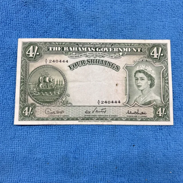 Bahamas 4 Shillings 1953 Nice CONDITION Government 🔥 🔥 Vintage