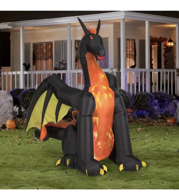 Projection Animated Fire & Ice Dragon Airblown Inflatable Halloween Decoration