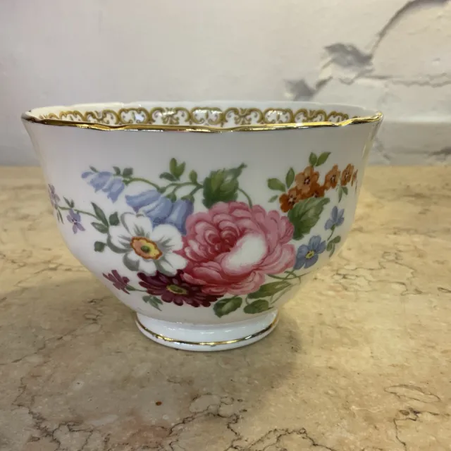 Vintage Crown Staffordshire Englands Bouquet Large Sugar Bowl Flowers Porcelain