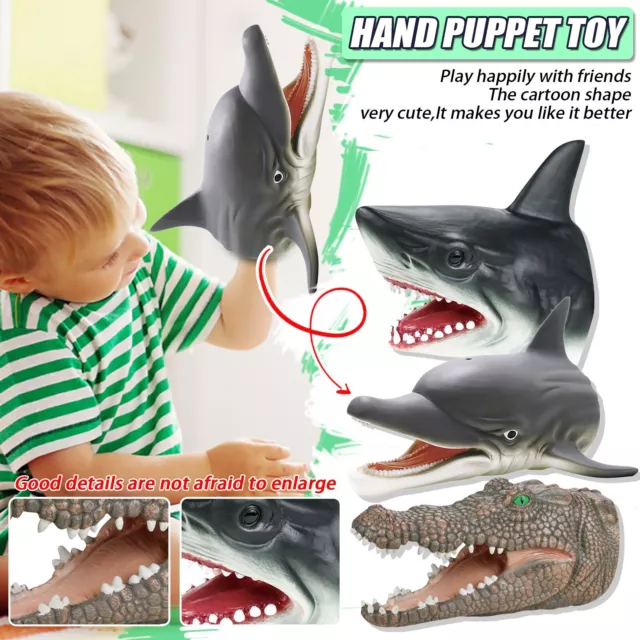 Child Kids Silicone Hand Puppet Gloves Story Telling Dinosaur Shark Lion  Tiger